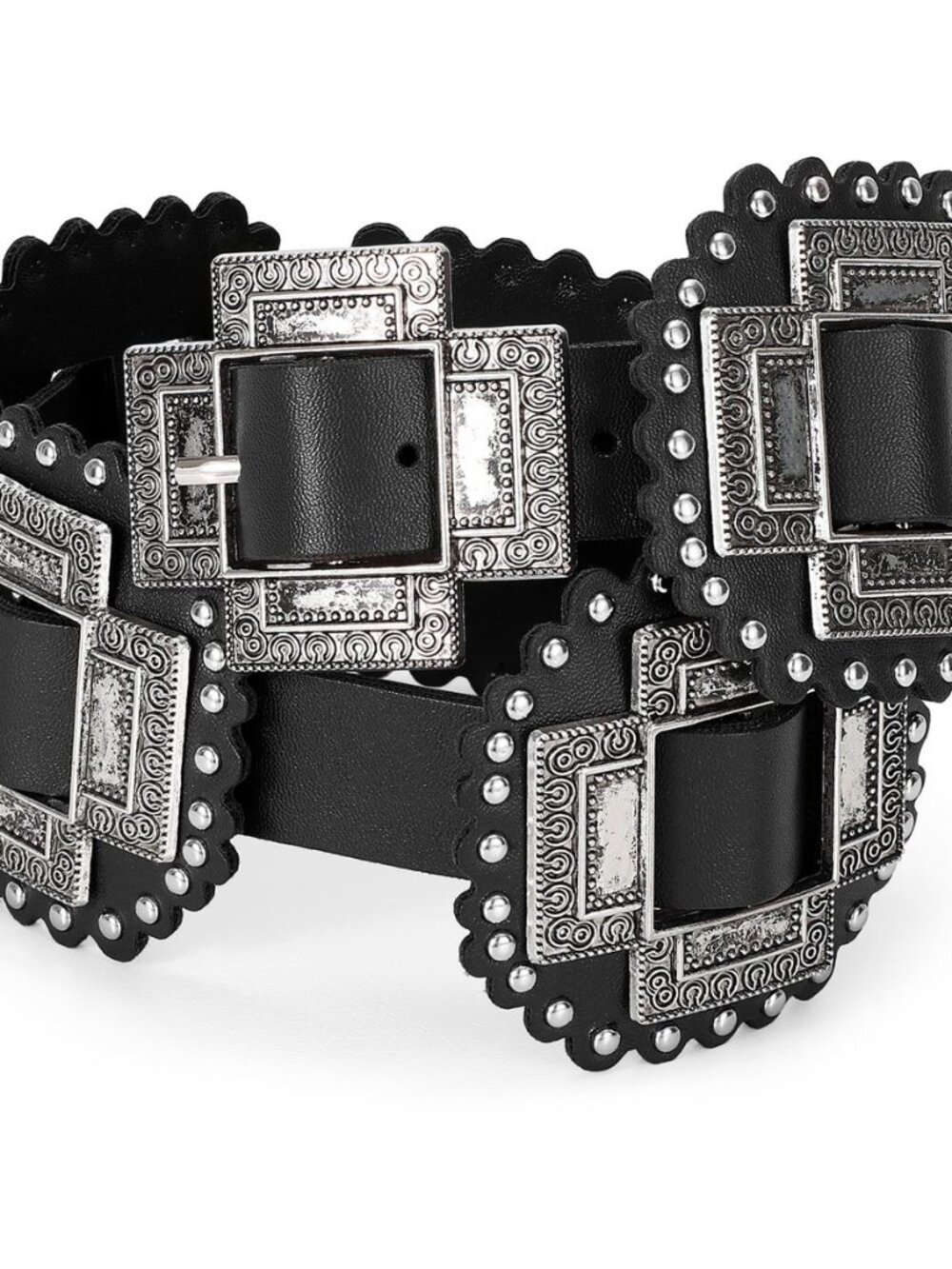 Women Western Concho Belt Leather Cowgirl Wide Boho Belt for Dresses Jeans